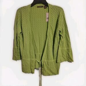 Heather B Womens L Green Knit Tie Front Bell Sleeve Cardigan|Layered Chic Dainty